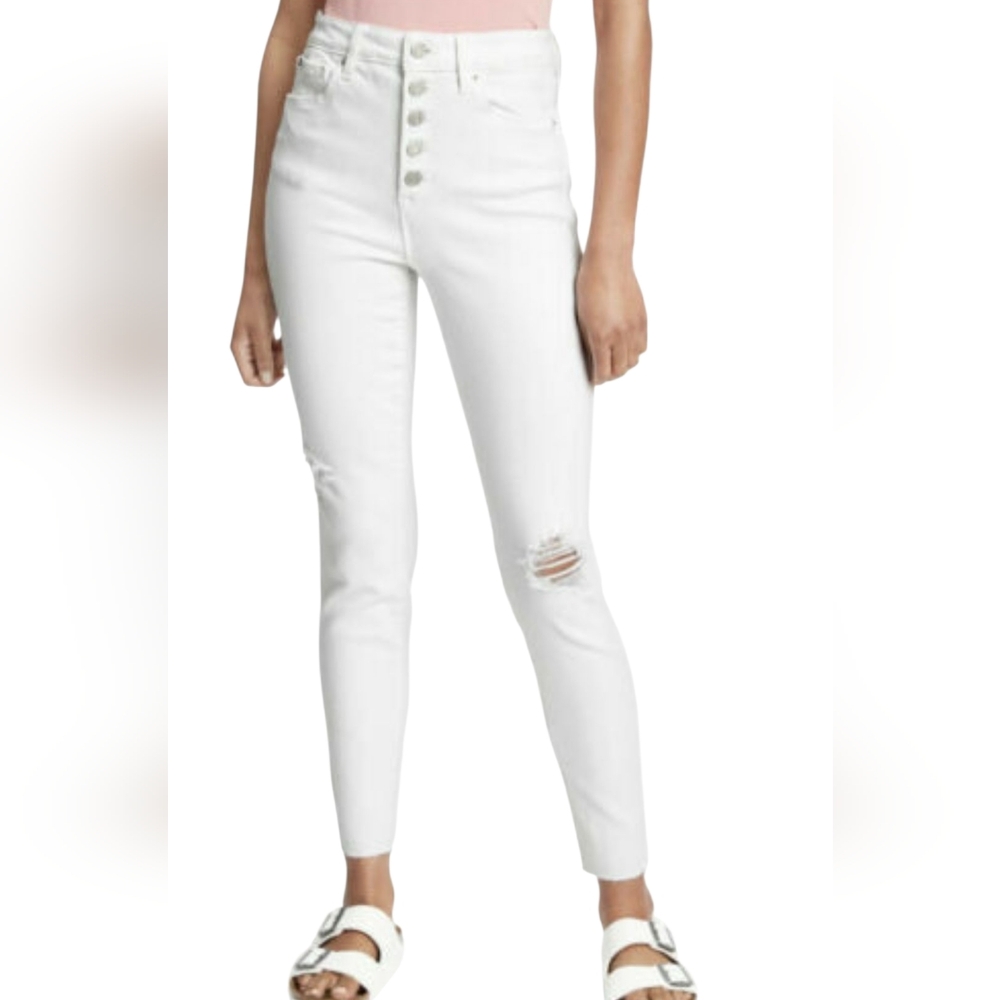 NWT GAP High Rise White Universal Distressed Super Stretch Legging Jeans